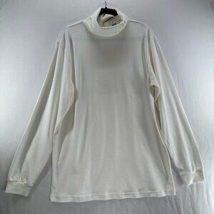 John Ashford Long Sleeve Shirt Mens XL Pullover Turtleneck Stretch Cotton White